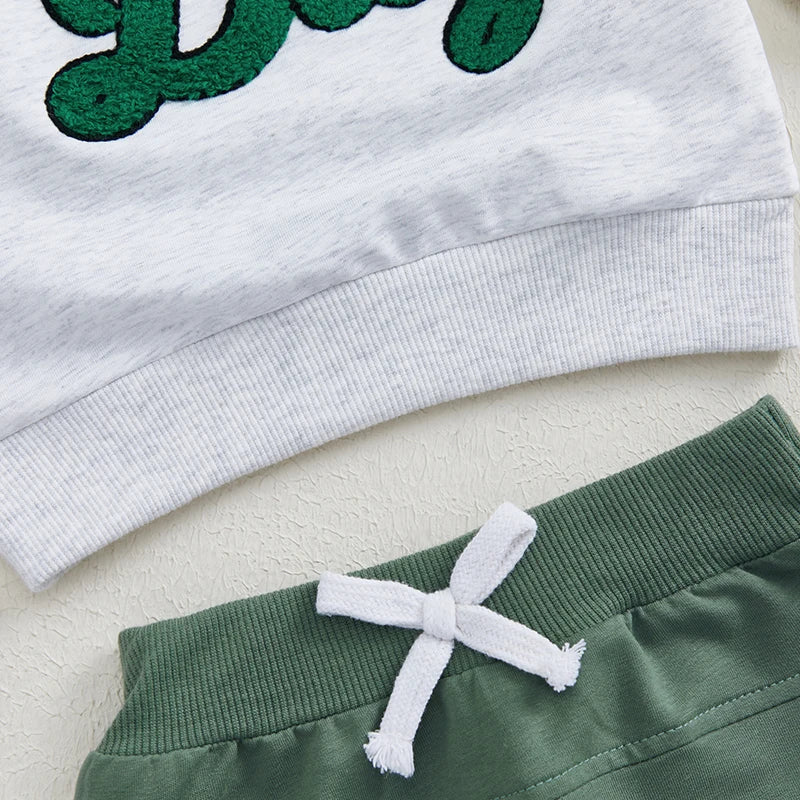 Pudcoco Toddler Boy 2 Piece Fall Outfit Sweatshirt Pants Set