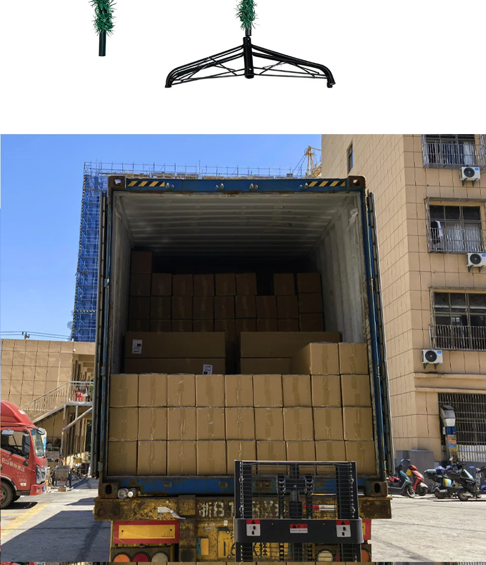 Pre-Lit Pop Up Artificial Christmas Tree 6ft 7ft 8ft Easy Setup PVC Pine Needle Mixed Xmas Tree with Metal Base