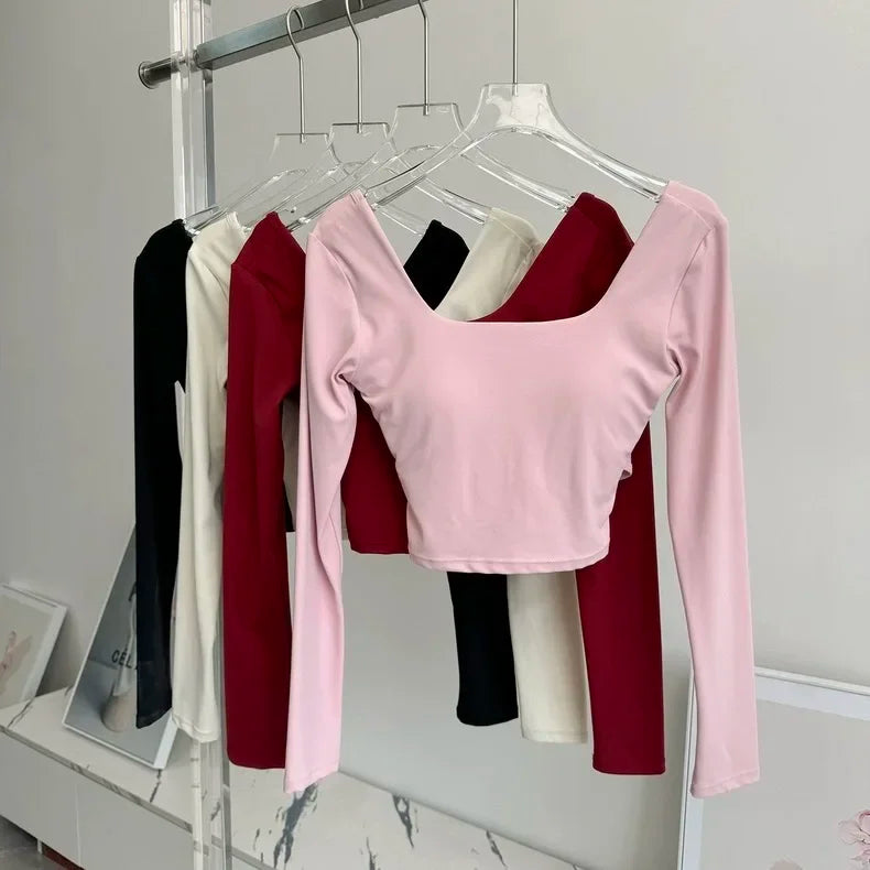 Pula Seamless Yoga Top Crossed Back Long Sleeve Breathable