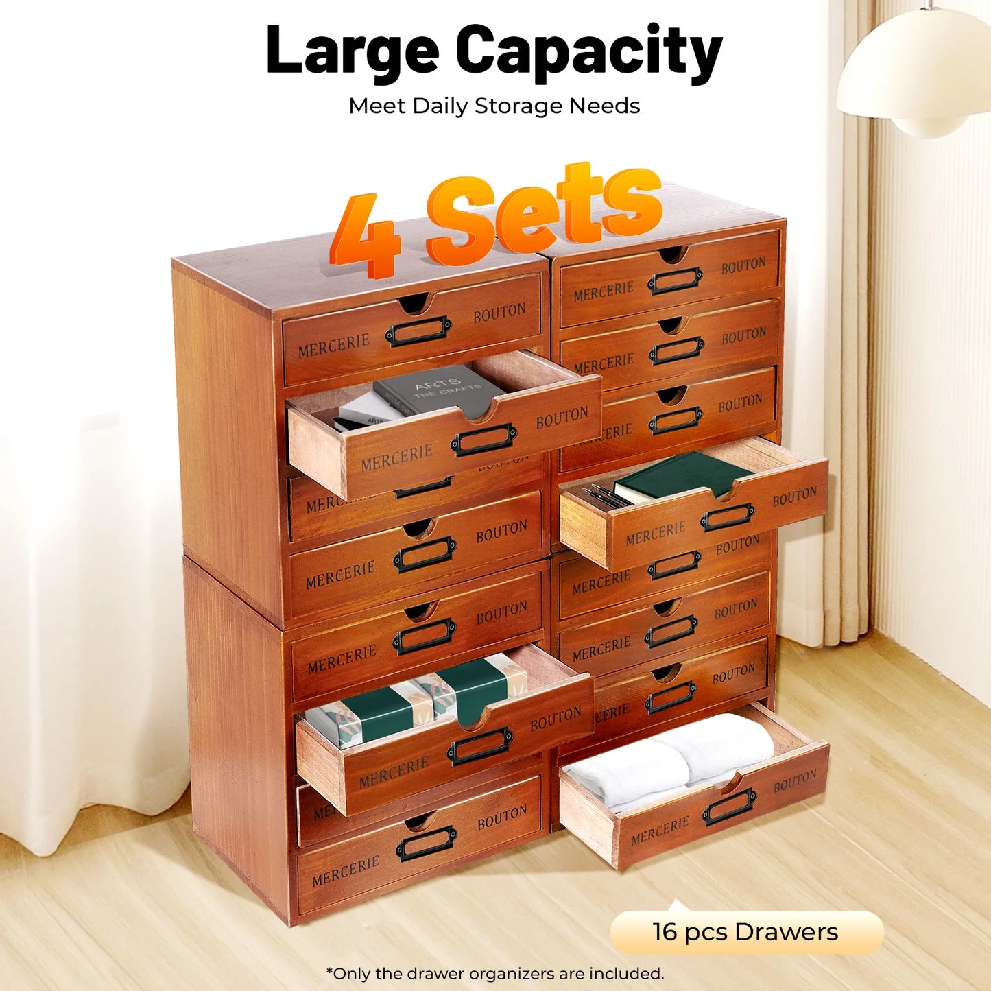 4-Piece 4-Layer 16-Drawer File Storage Box For Office
