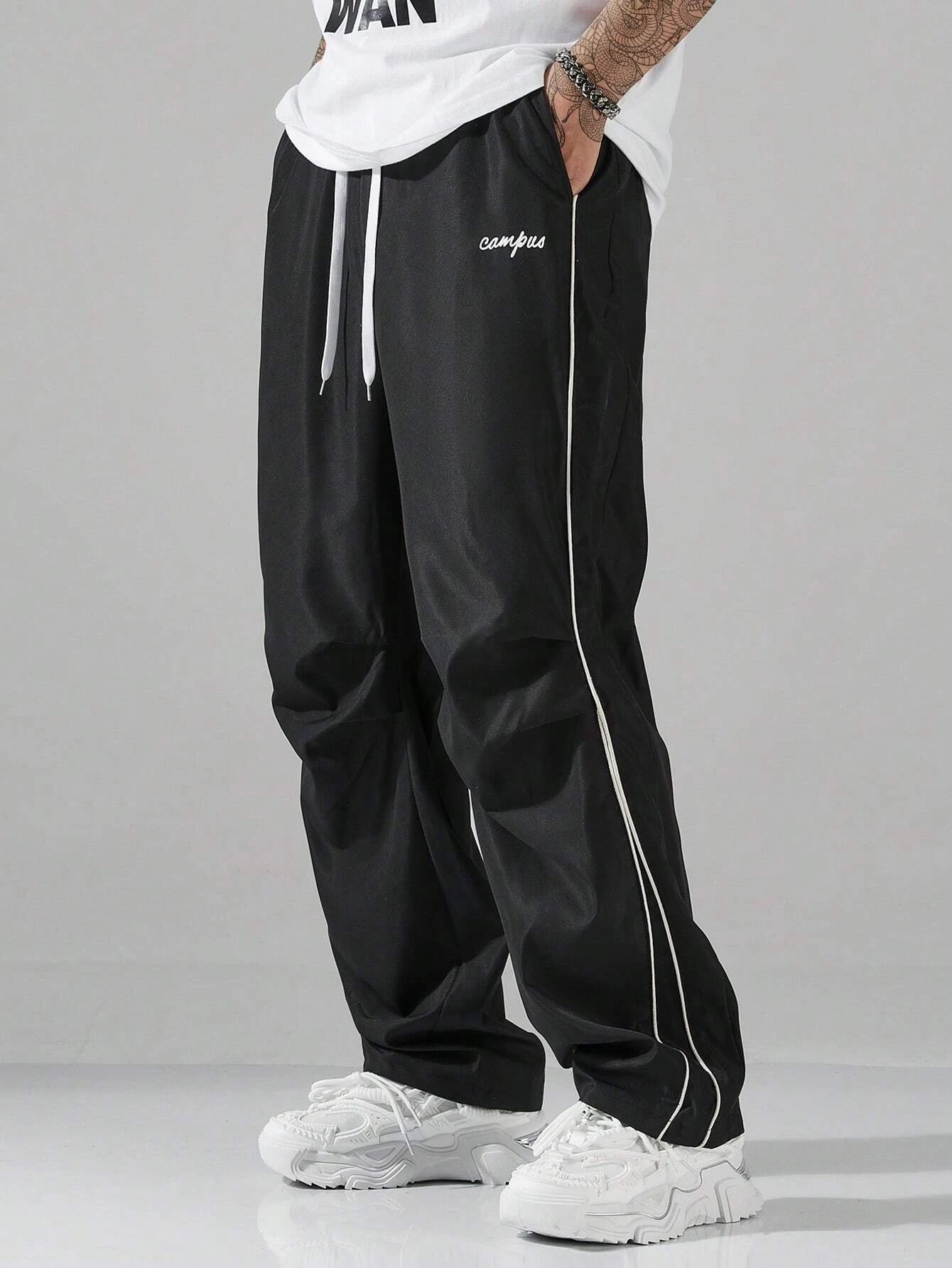 Mens Striped Casual Pants With Pockets For Sports Jogging