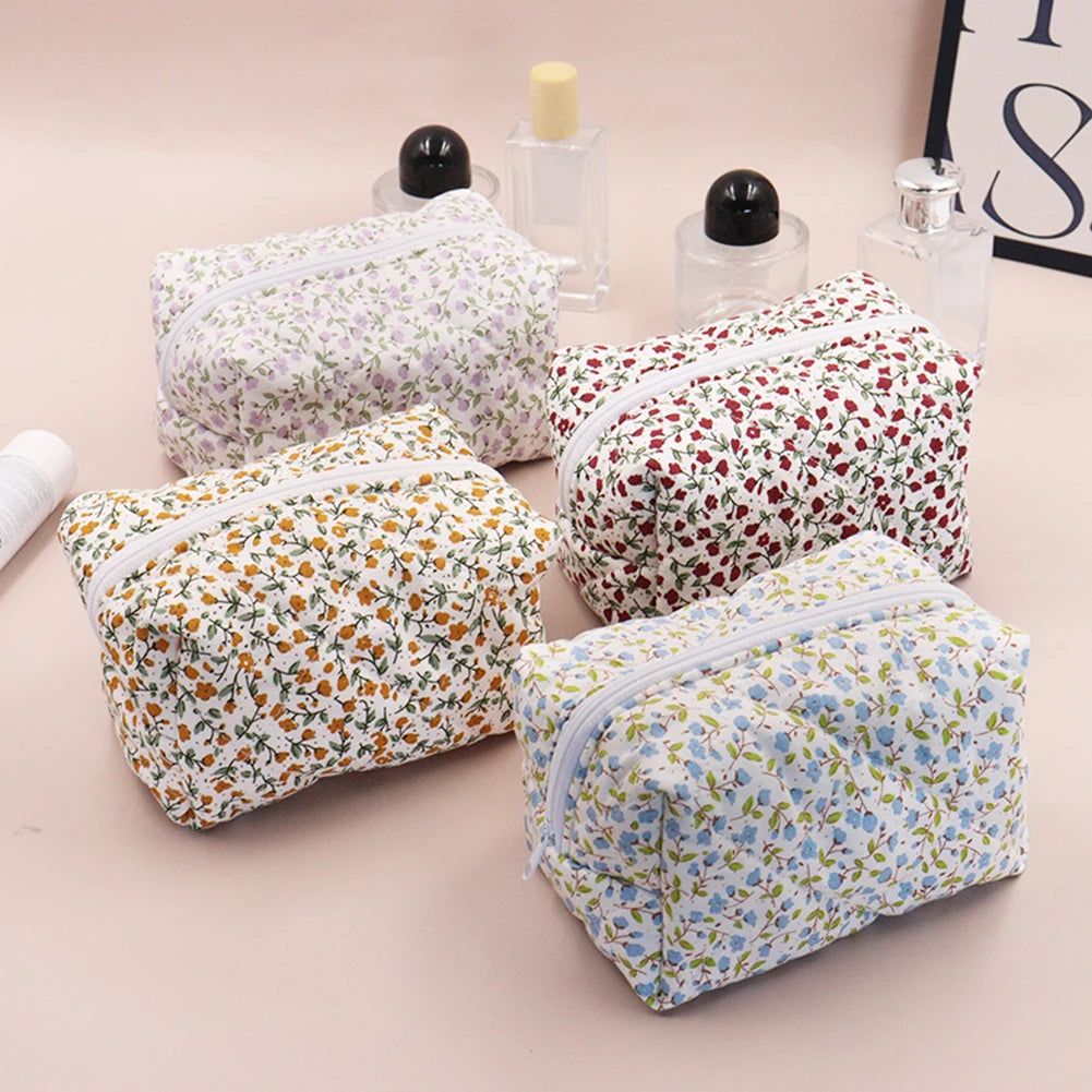 Shunmaii Floral Cosmetic Organizer Pouch Portable Makeup Bag