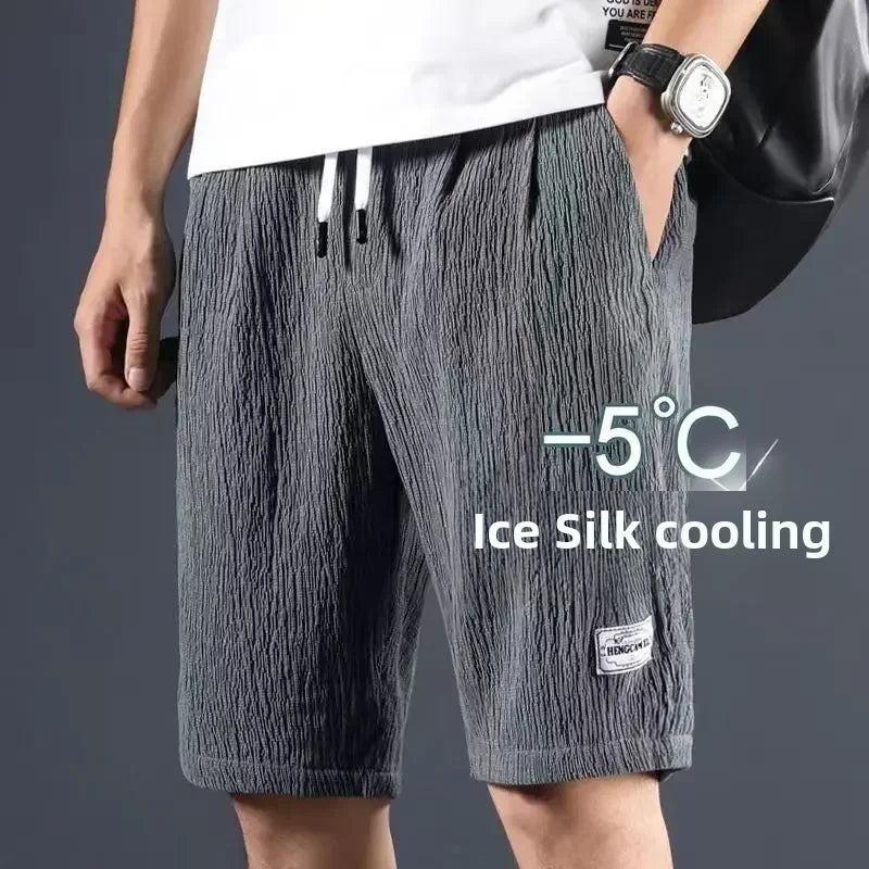 Mens Ice Silk Casual Shorts Loose Fit Summer Style Everyday