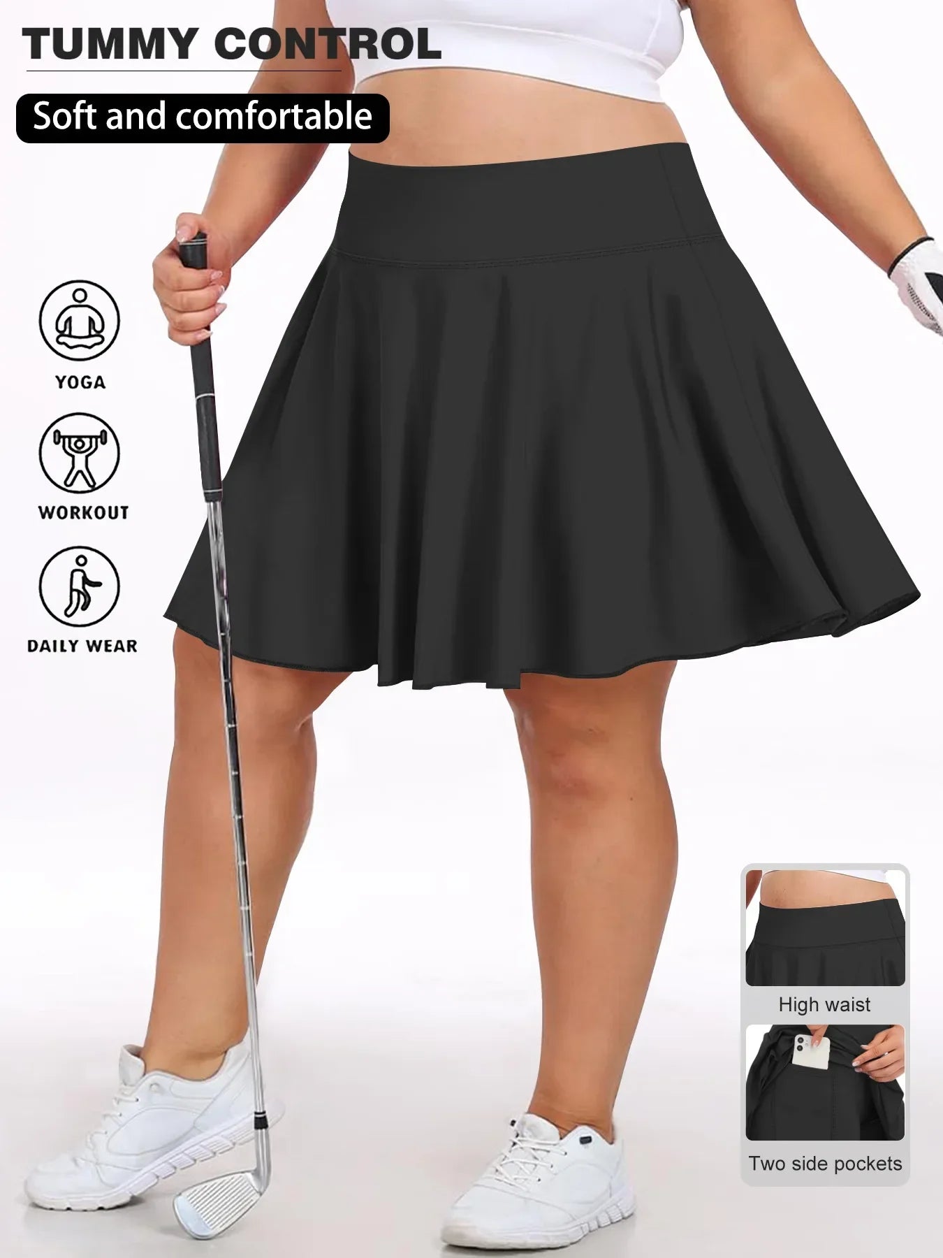 CN Women's Pocket Short Skirt High Waist Fitness Wear