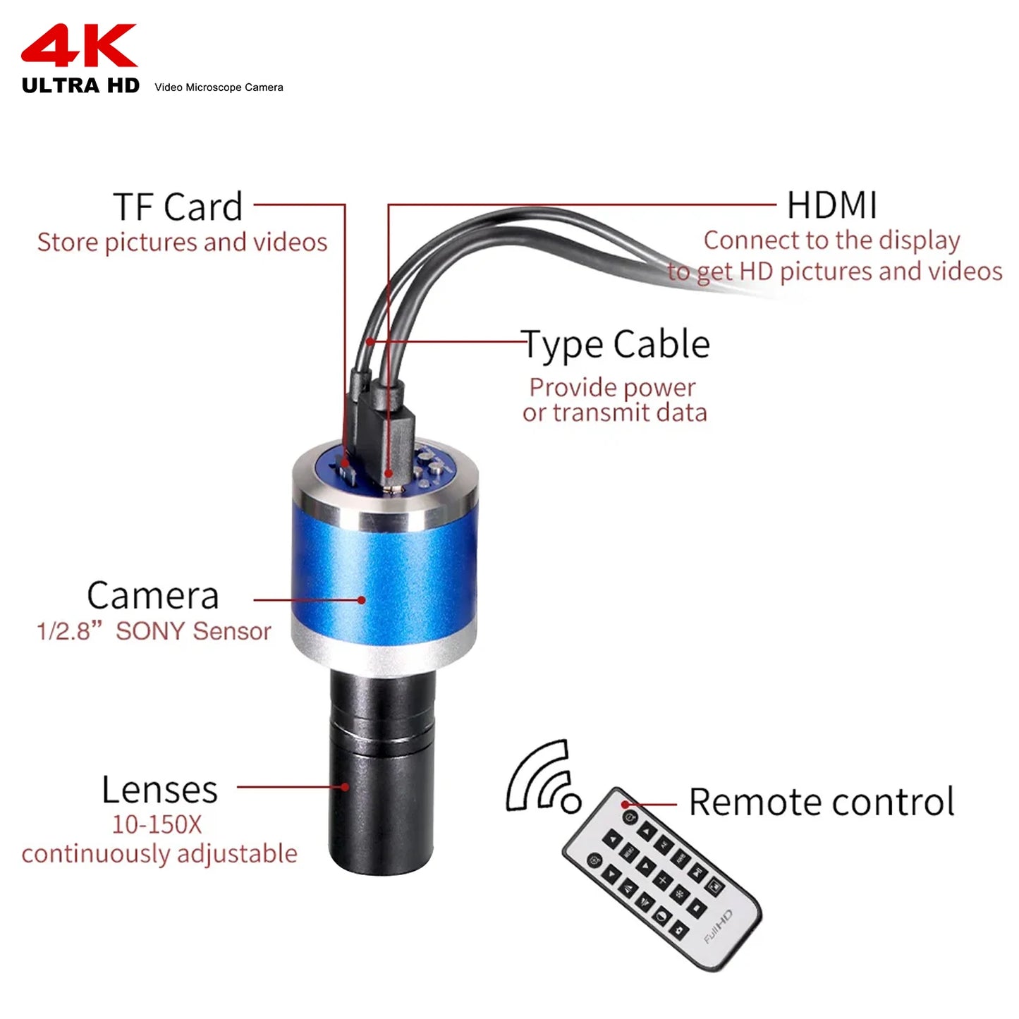 YIZHAN 48MP 4K Soldering Microscope With HDMI Camera USB Software