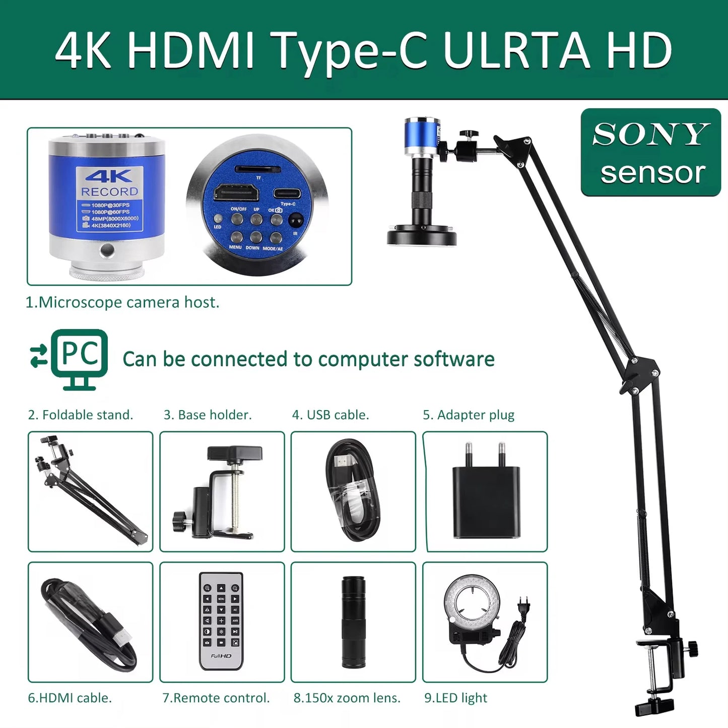 YIZHAN 48MP 4K Soldering Microscope With HDMI Camera USB Software