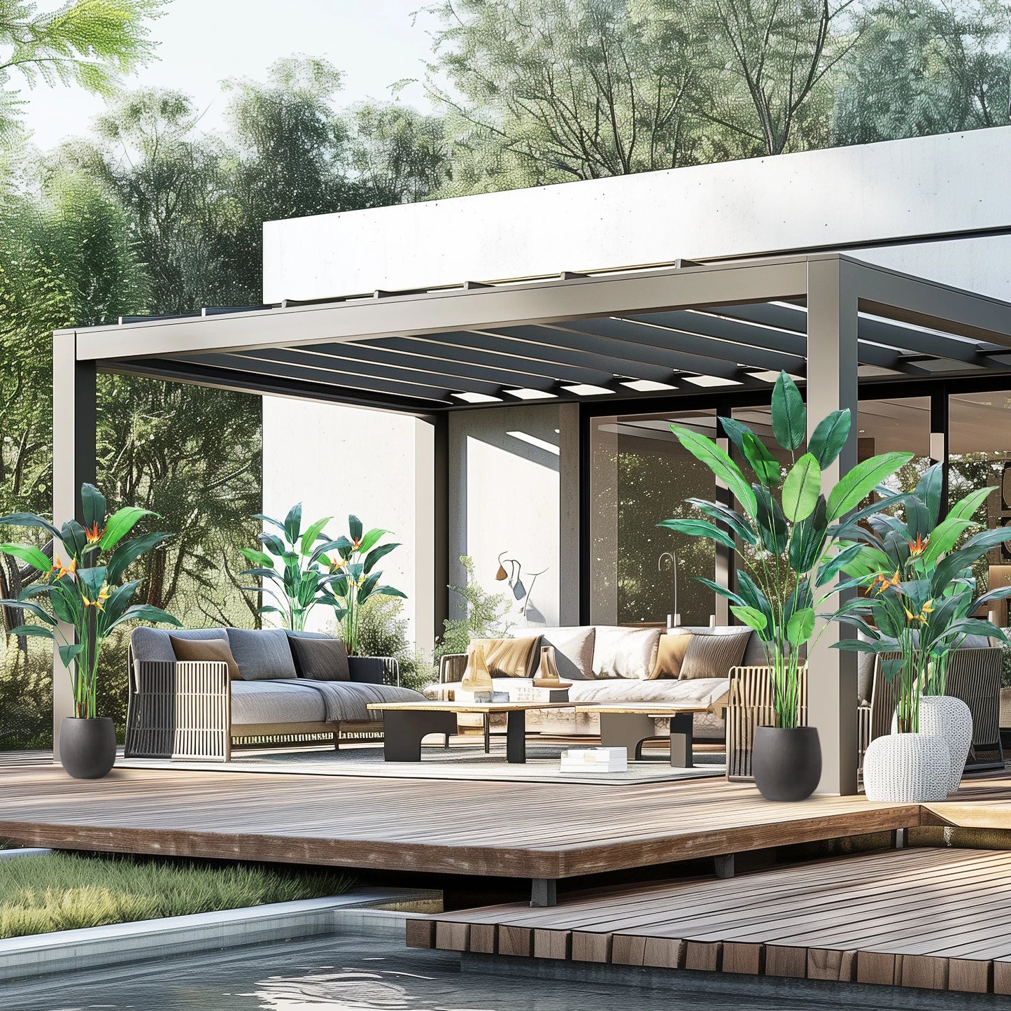 Artificial Bird of Paradise Plant 6FT(72in)/7FT(84IN) Fake Palm Tree for Indoor Outdoor Modern Decor Faux Plants for Home Office