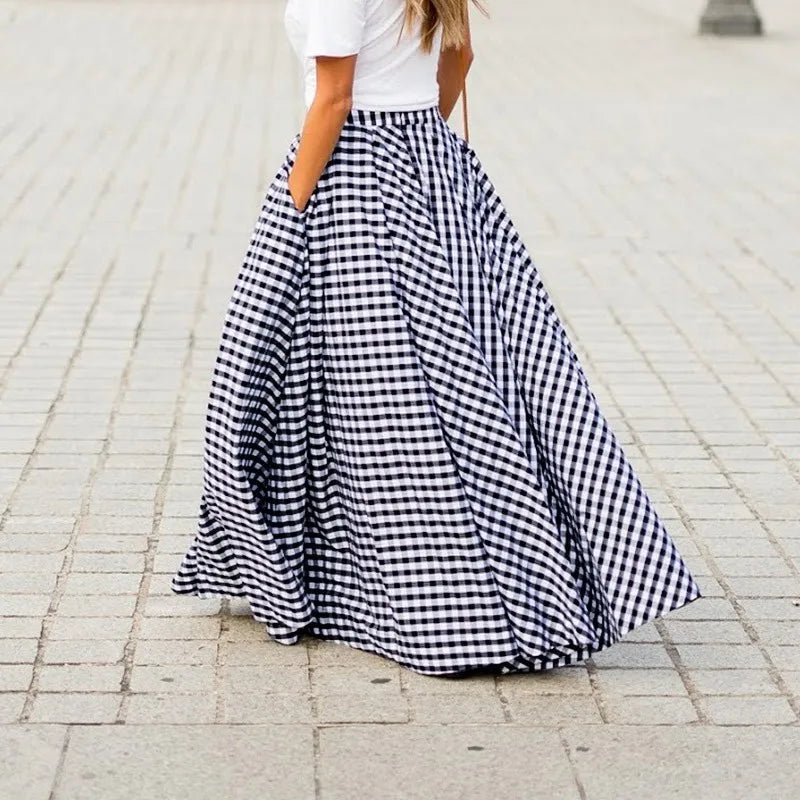 Craft Of Weaving Plaid Swing Skirt With Draped Silhouette