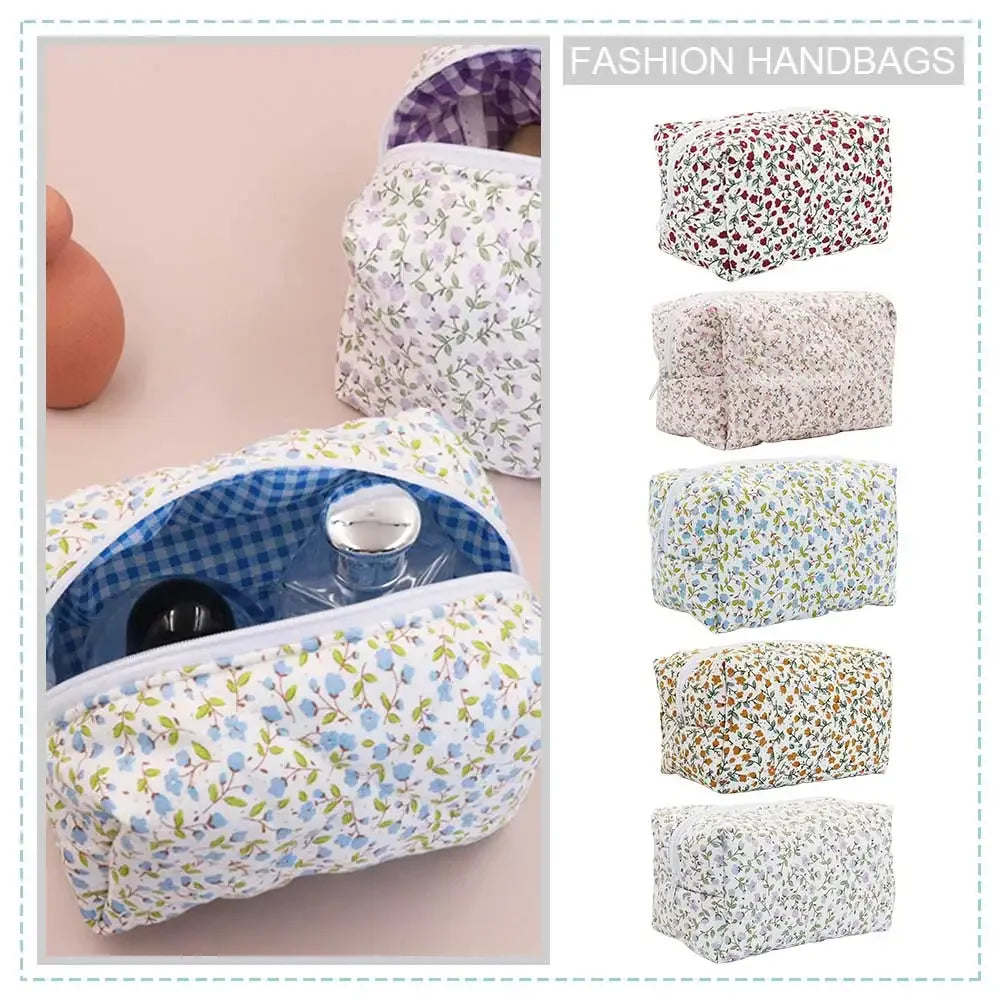 Shunmaii Floral Large Capacity Cosmetic Organizer Bag Portable Makeup Pouch