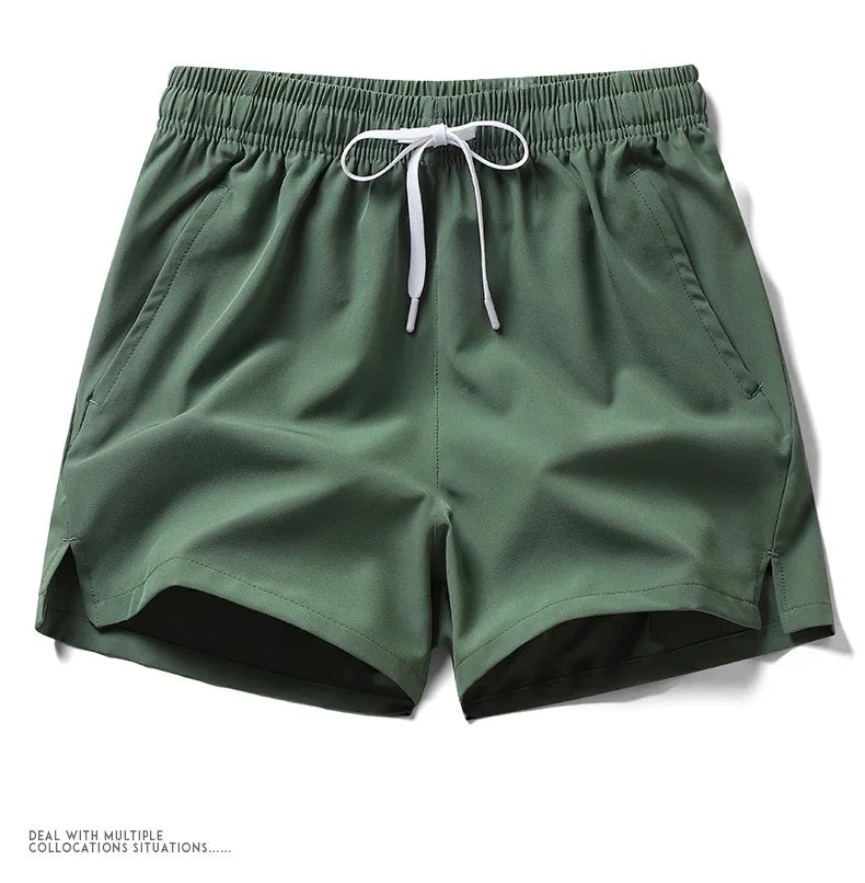 Summer Mens Sports Shorts Solid Color Casual Jogging Beach