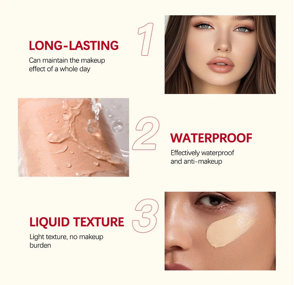 Ibcccndc Liquid Foundation Concealer Long Lasting Waterproof Makeup Base