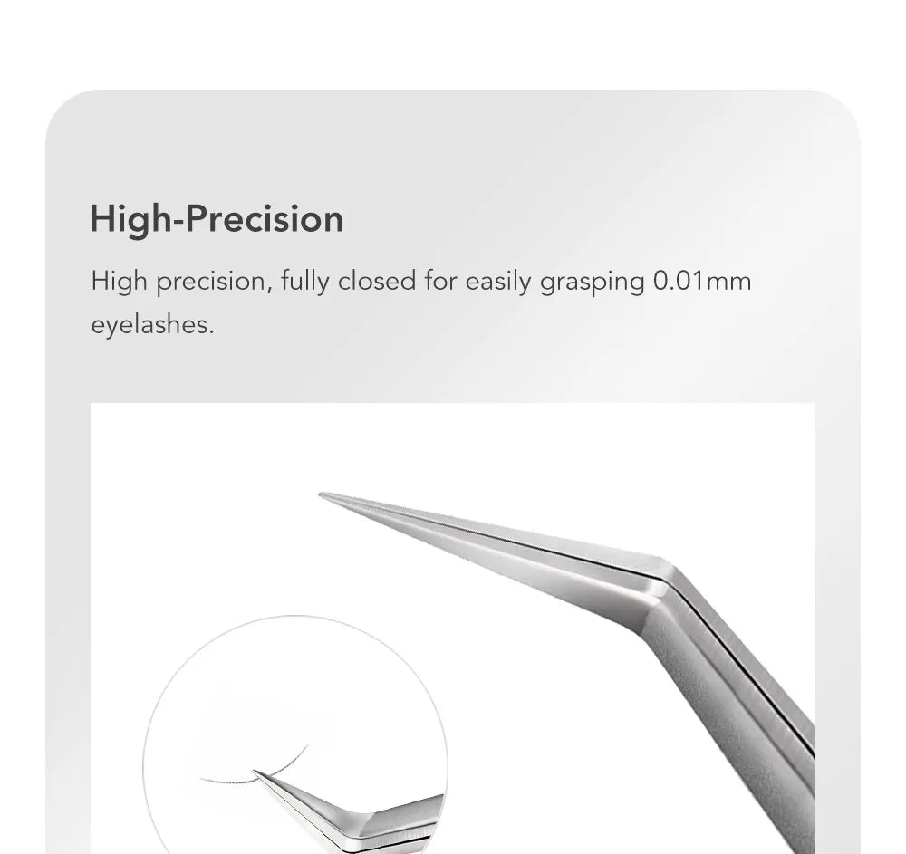 DIYDAY Anti-slip Eyelash Tweezers Stainless Steel Eyebrow Precision Tweezers Fiber Tip Volume Isolation Lashes Extension Tweezer