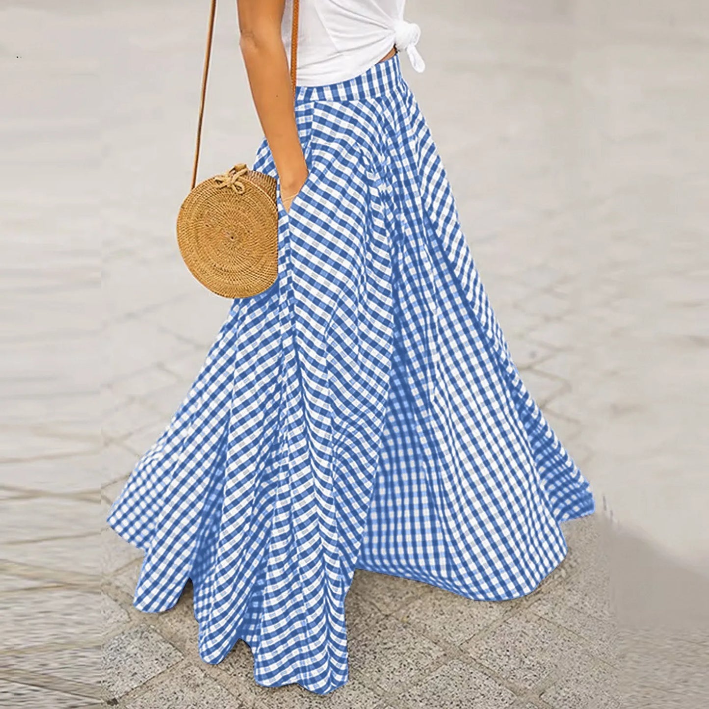 Craft Of Weaving Plaid Swing Skirt With Draped Silhouette