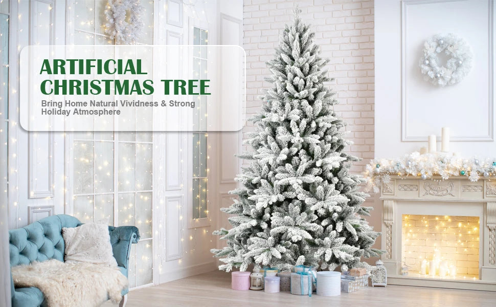 Makeatree Snow Flocked Christmas Tree Artificial PE PVC