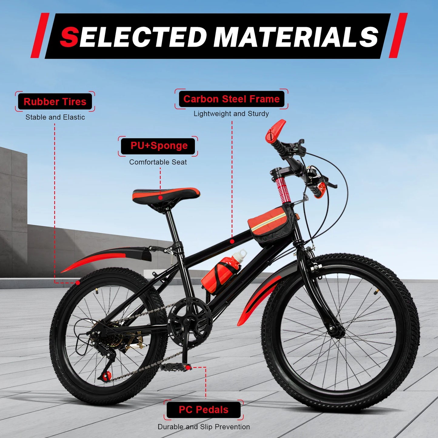 Fork Kids Mountain Bike 7 Speed With Mudguards And Kettle Holder