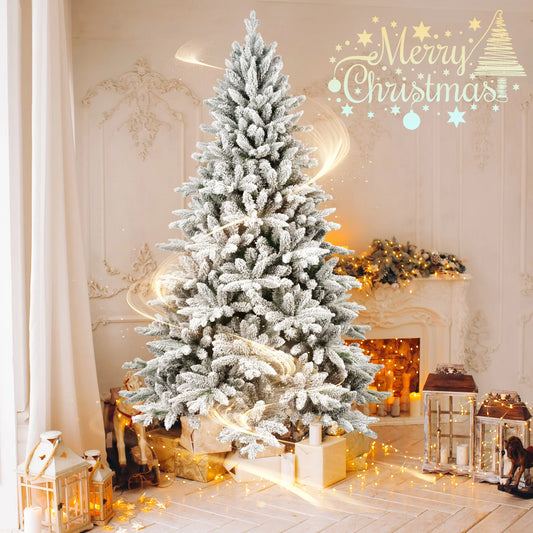 Makeatree Snow Flocked Christmas Tree Artificial PE PVC