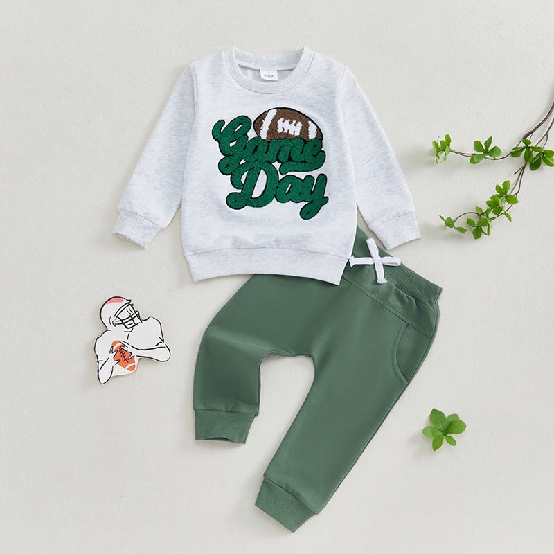 Pudcoco Toddler Boy 2 Piece Fall Outfit Sweatshirt Pants Set