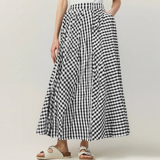 Craft Of Weaving Plaid Swing Skirt With Draped Silhouette