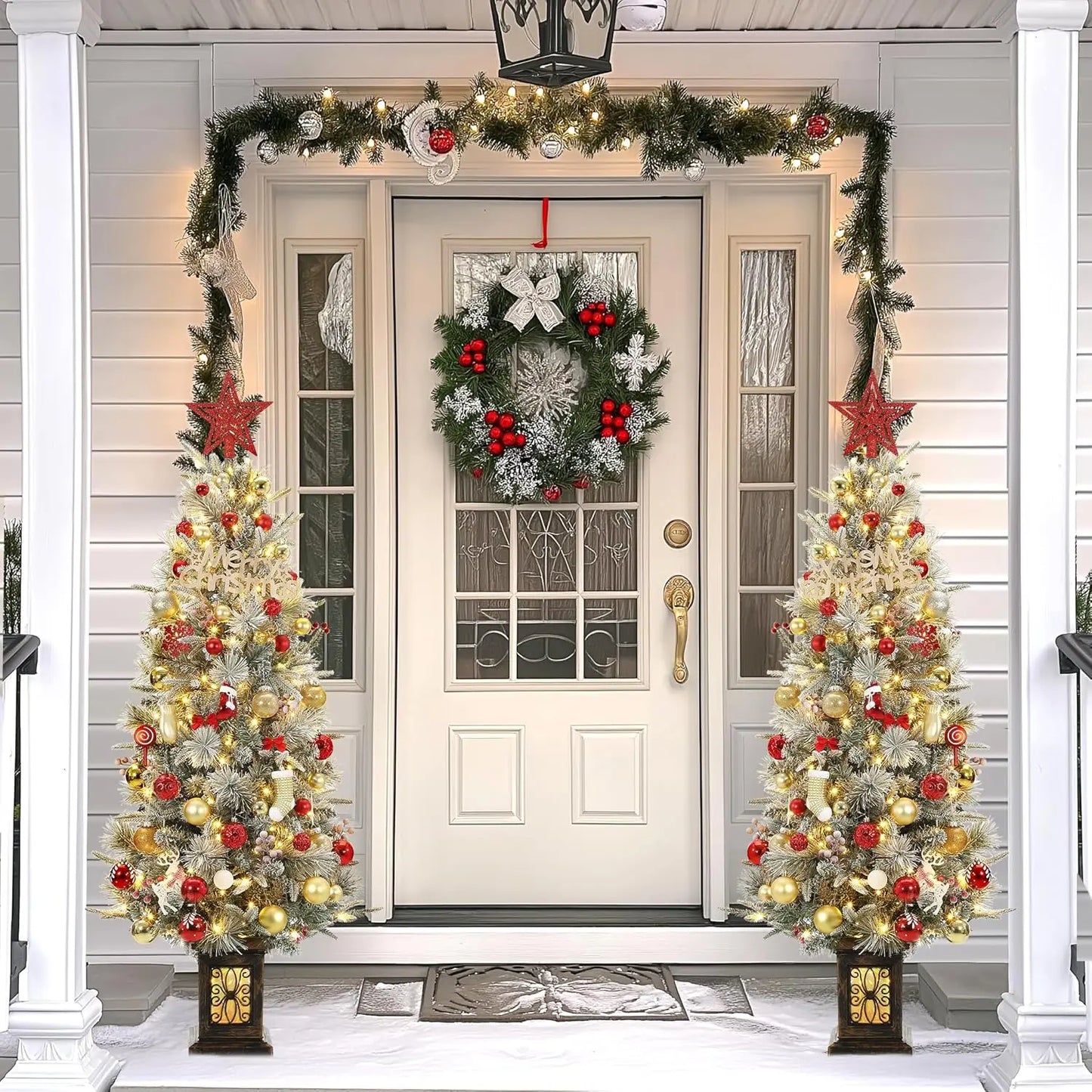 Electronic Pre-Lit Flocked Christmas Tree 386 Tips And 200 Lights