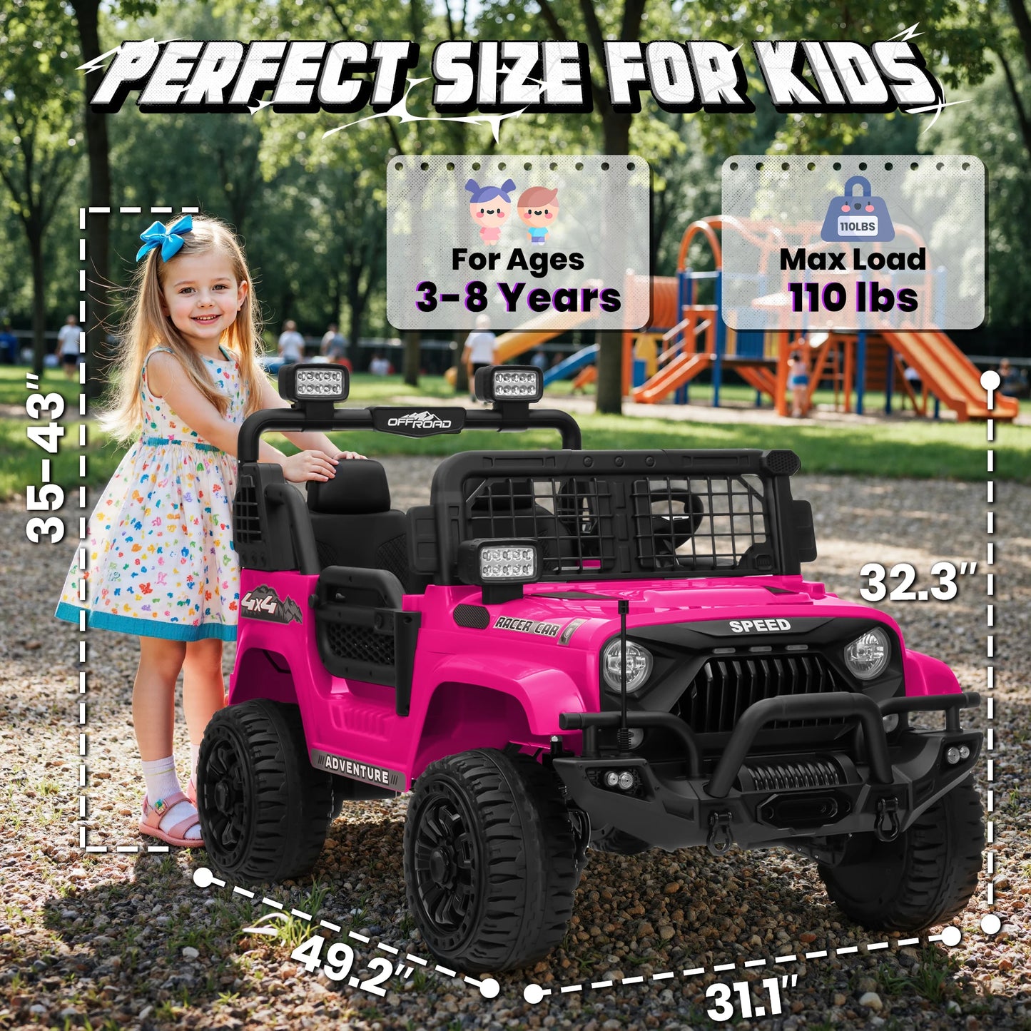 Features 24V 4WD Kids Electric UTV With Remote Control