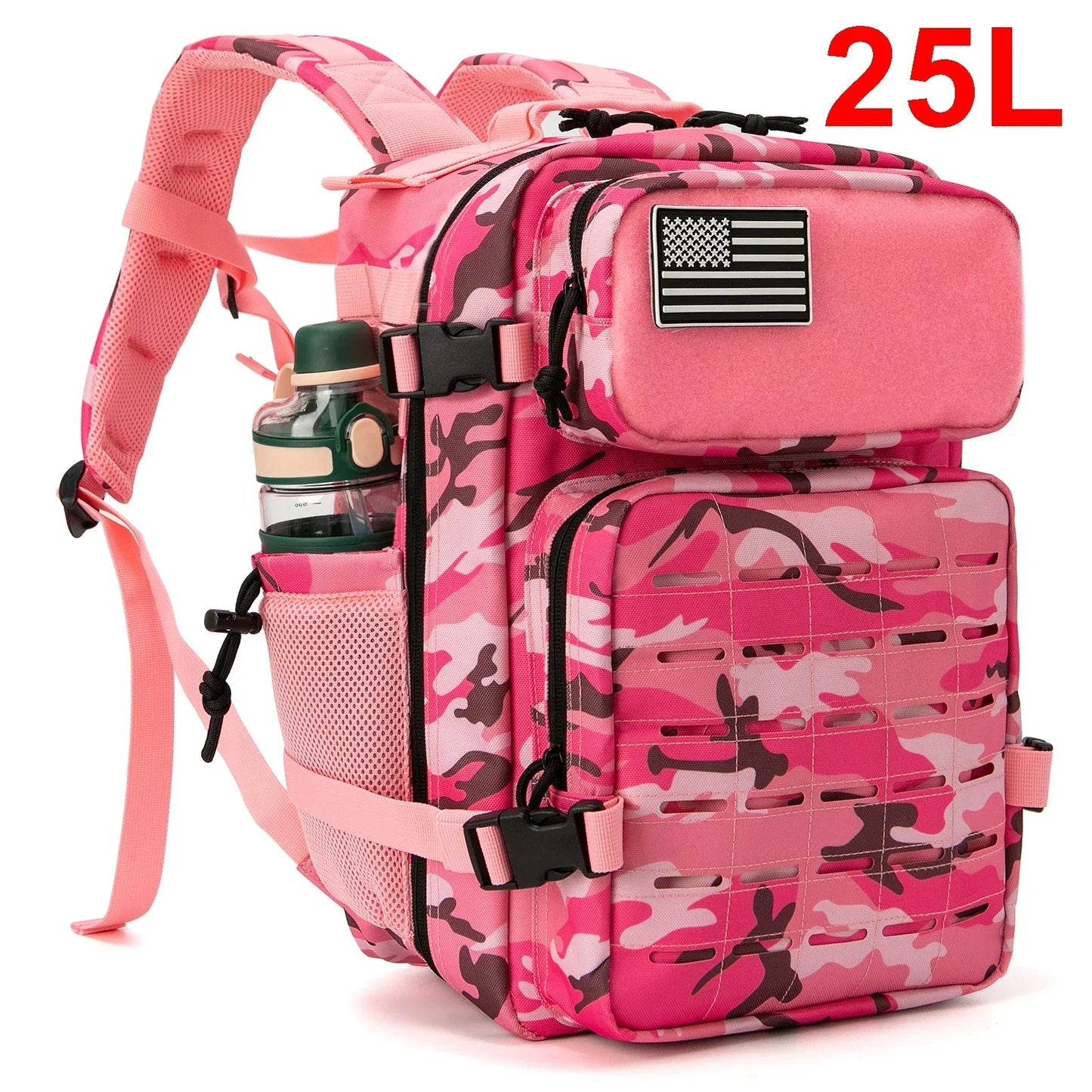 25L GYM Tactical Backpacks for Men Survival Laser Cut Molle Daypack Small Bug Out Bag Hunting Rucksack with Dual Cup Holders