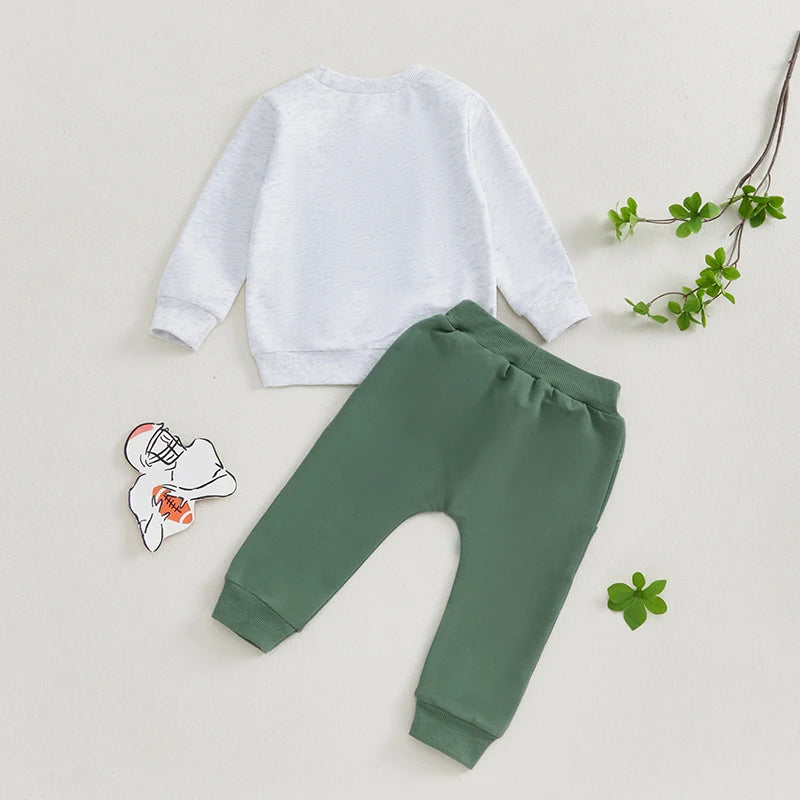 Pudcoco Toddler Boy 2 Piece Fall Outfit Sweatshirt Pants Set