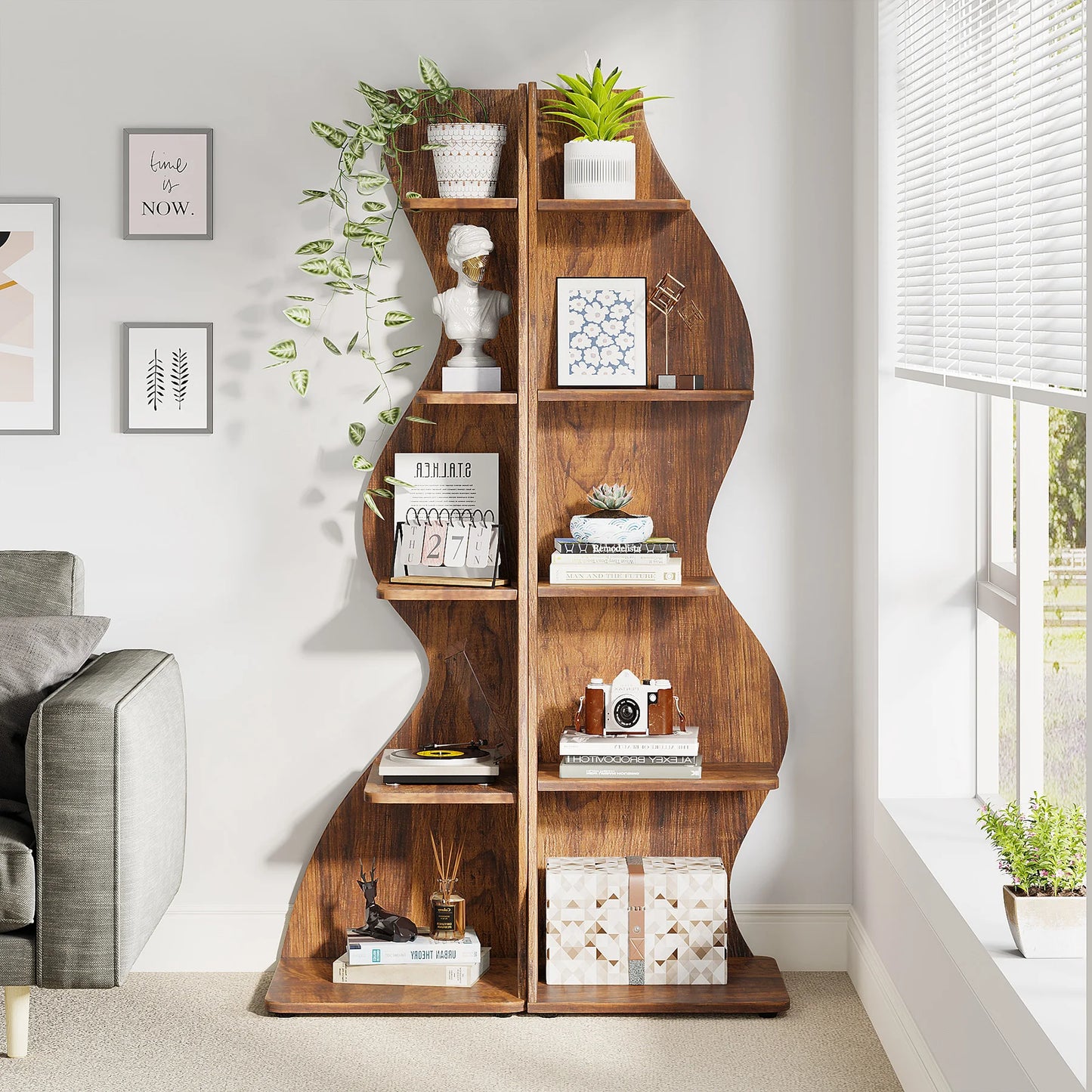 Tribesigns Corner Shelf 5-Tier Wall Bookcase Storage Rack