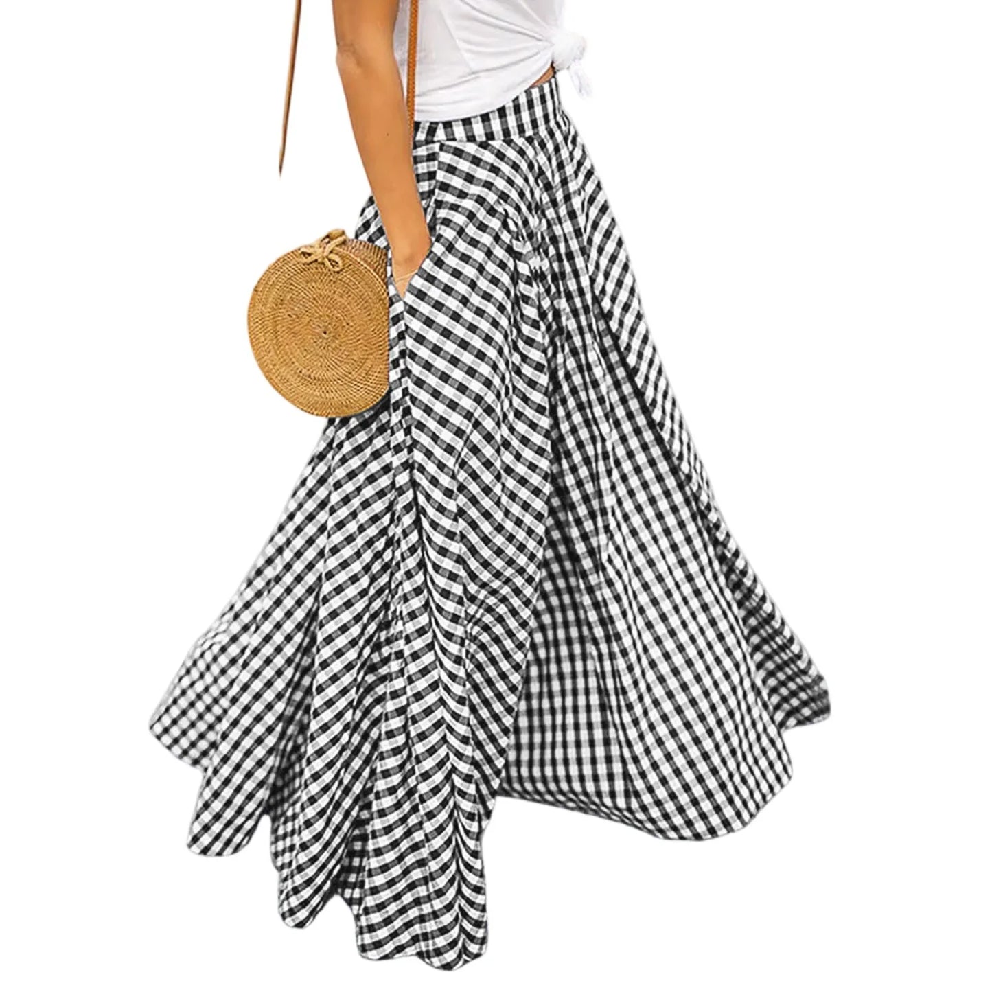 Craft Of Weaving Plaid Swing Skirt With Draped Silhouette
