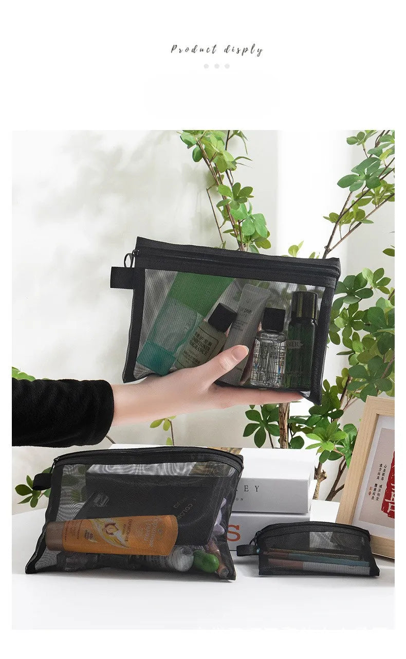 CN Mesh Cosmetic Bag Travel Organizer For Women