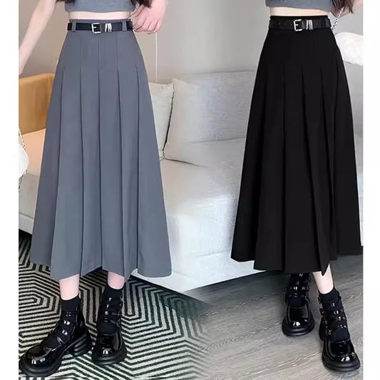 Guangdong Women Vintage JK A-Line Zipper Pleated Skirt