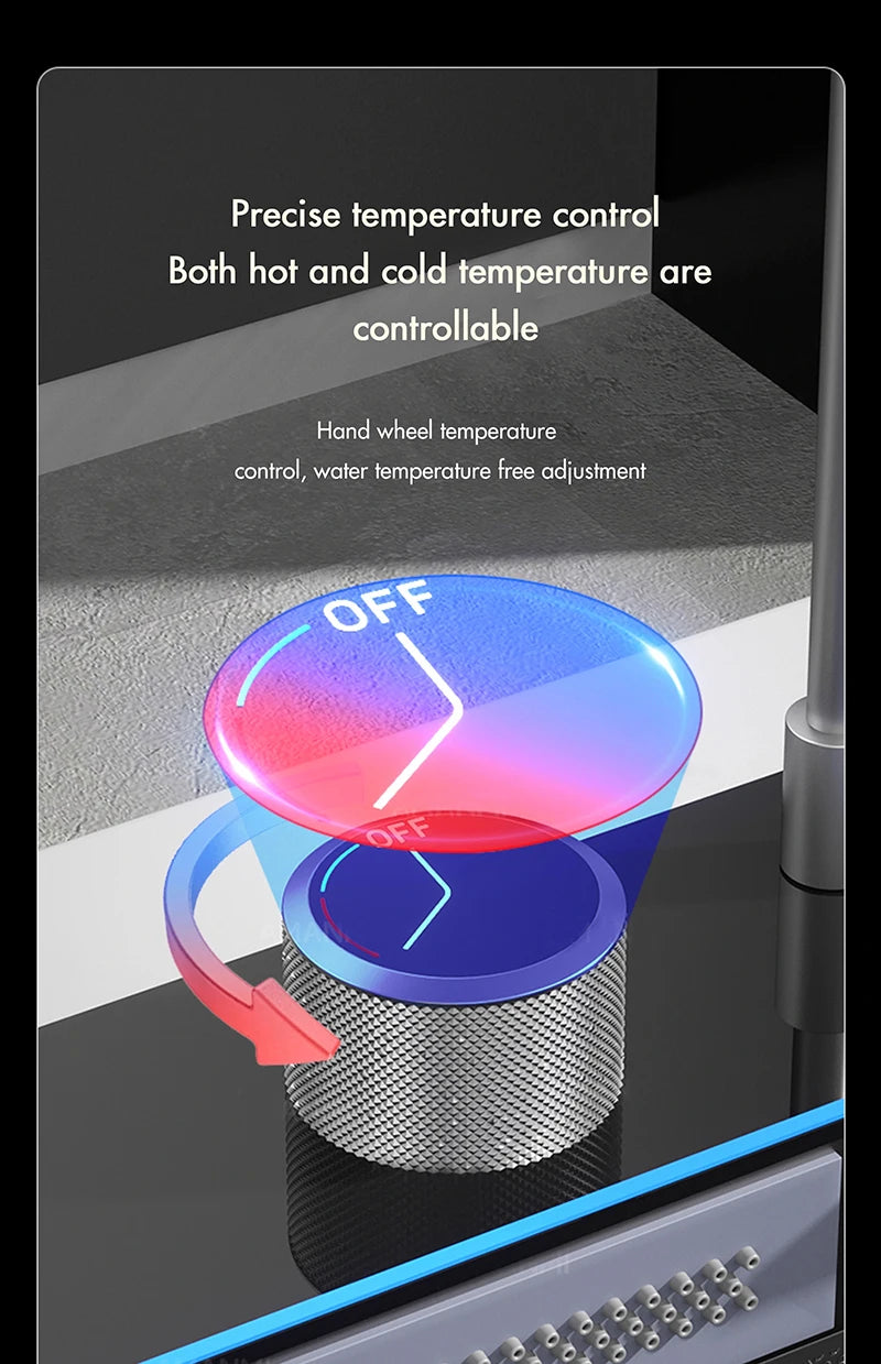 MYQualife 304 Stainless Waterfall Kitchen Sink Faucet With Digital Display