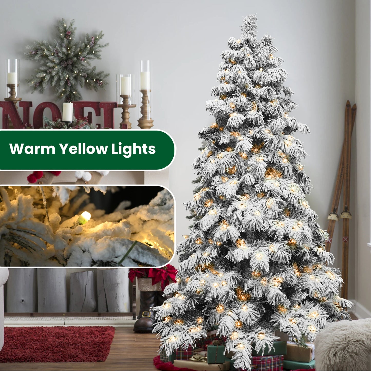 Electronic Artificial Flocking Christmas Tree With Ball Lights