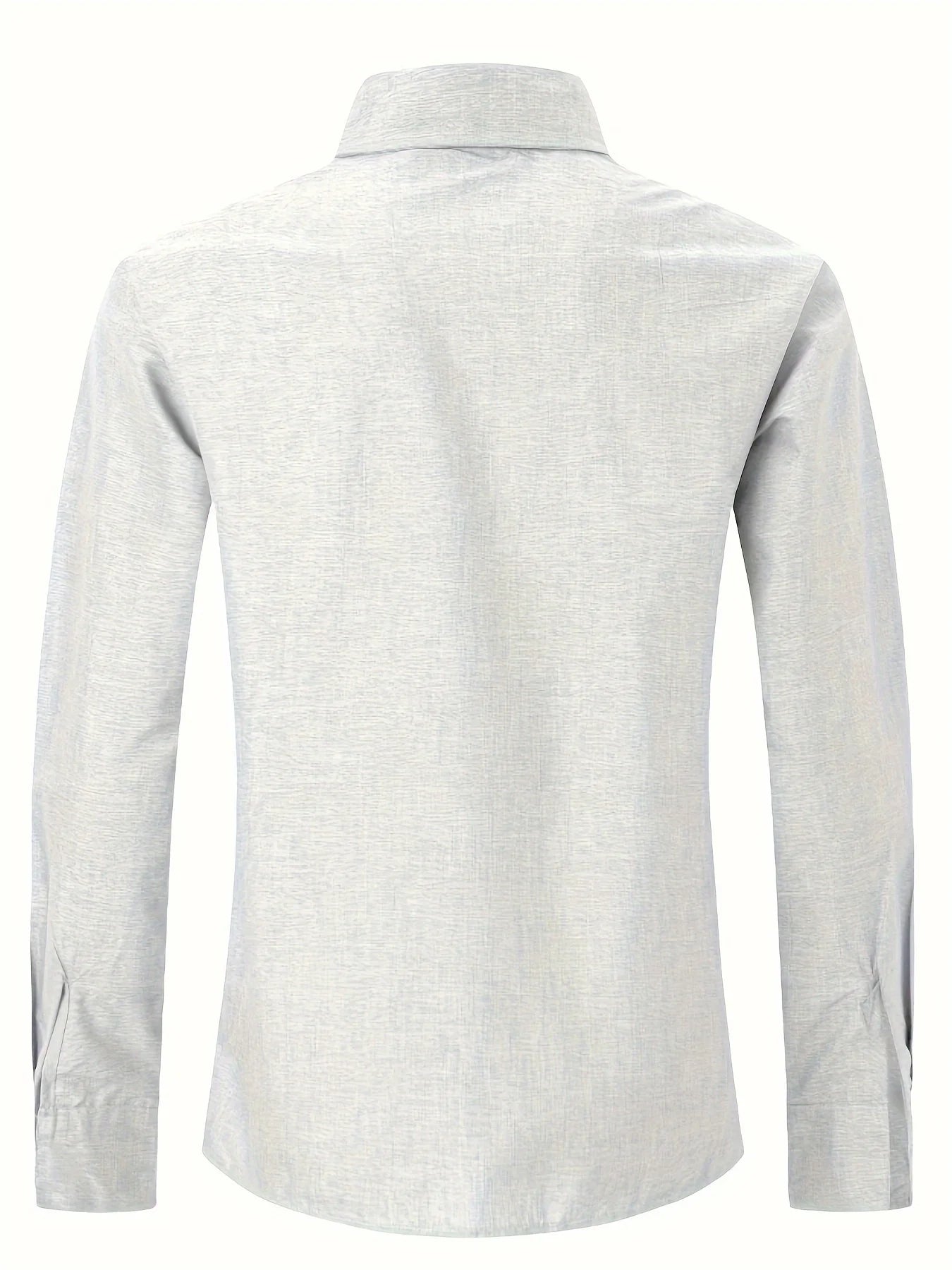 Men's Linen Long Sleeved Solid Color Cotton Blend Shirt