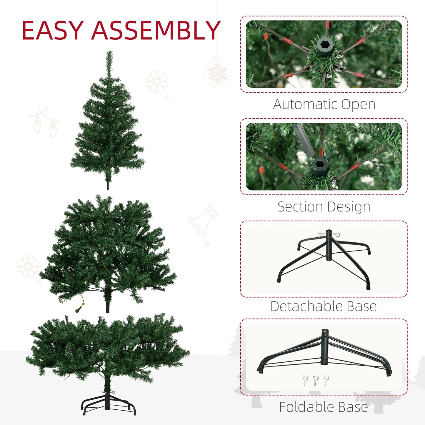 6' Prelit Christmas Tree Artificial Xmas Tree Metal Stand Green