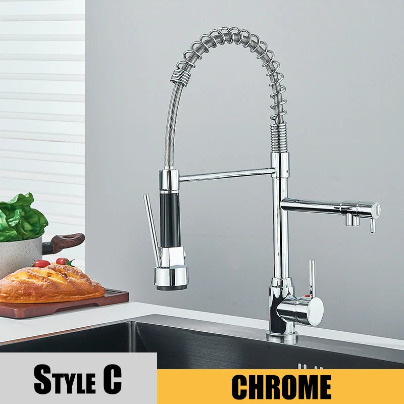 Wanmivezlo Pull-Down Kitchen Faucet Deck Mounted Hot Cold Water Mixer