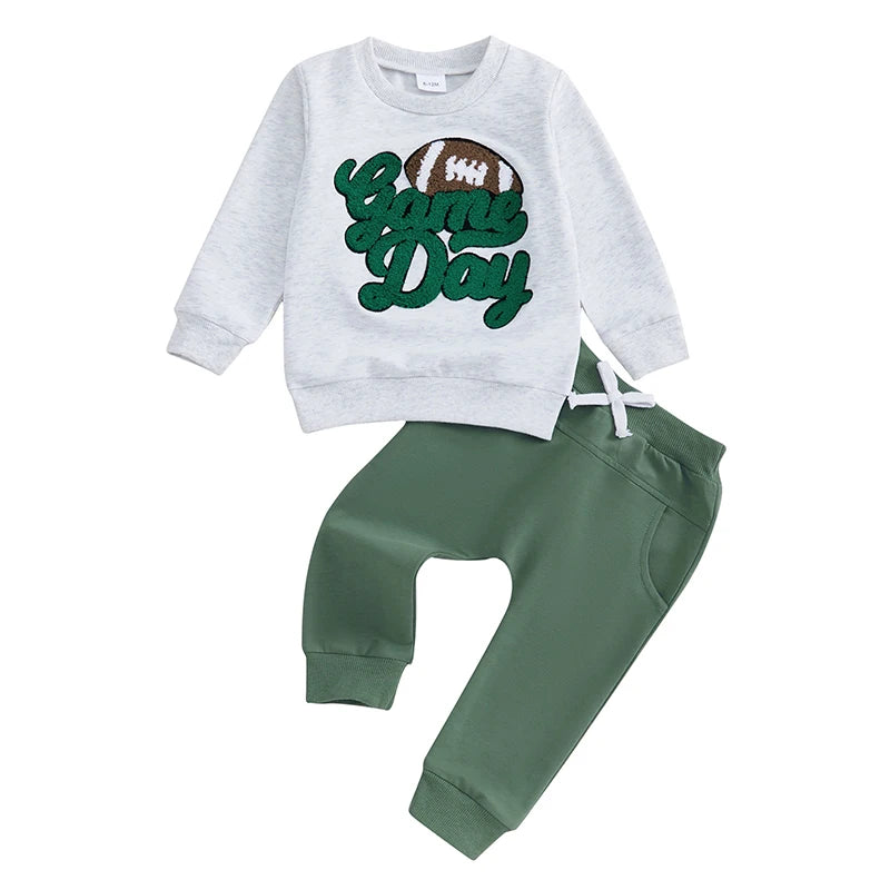 Pudcoco Toddler Boy 2 Piece Fall Outfit Sweatshirt Pants Set