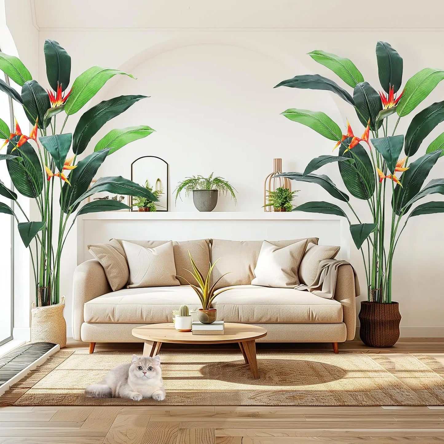 Artificial Bird of Paradise Plant 6FT(72in)/7FT(84IN) Fake Palm Tree for Indoor Outdoor Modern Decor Faux Plants for Home Office