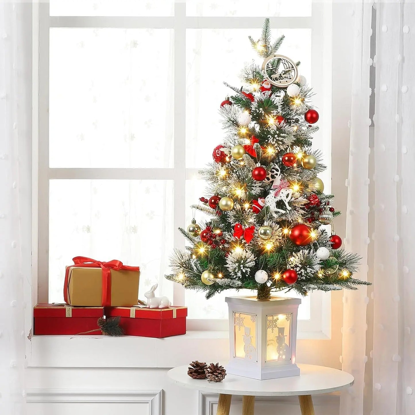 Electronic Prelit Christmas Trees, Two Pack, Potted Base, 78 Lights