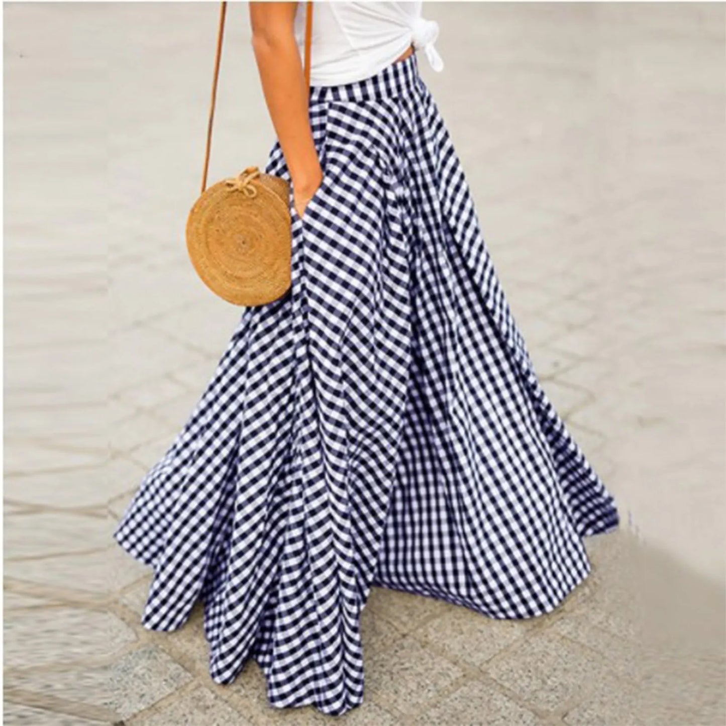 Craft Of Weaving Plaid Swing Skirt With Draped Silhouette