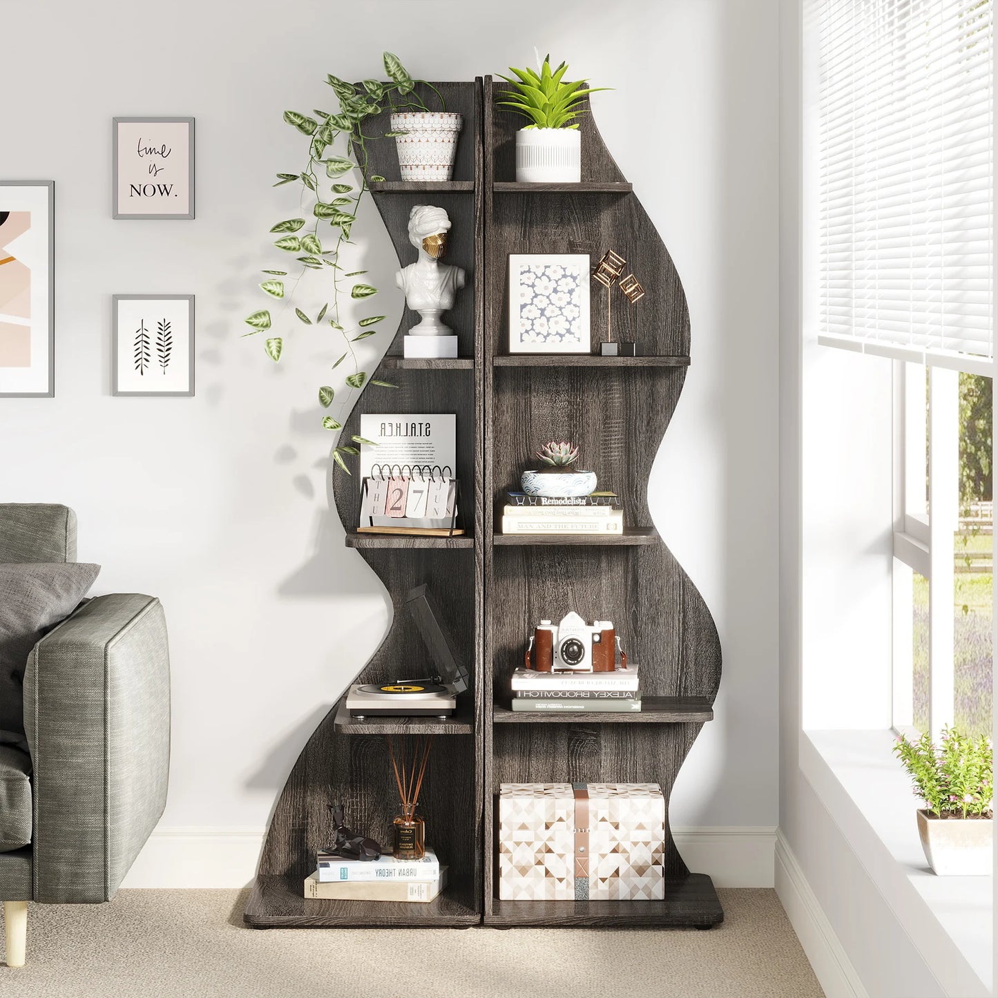 Tribesigns Corner Shelf 5-Tier Wall Bookcase Storage Rack