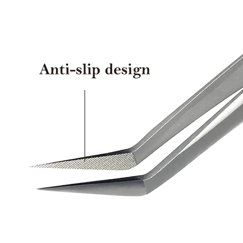 DIYDAY Anti-slip Eyelash Tweezers Stainless Steel Eyebrow Precision Tweezers Fiber Tip Volume Isolation Lashes Extension Tweezer