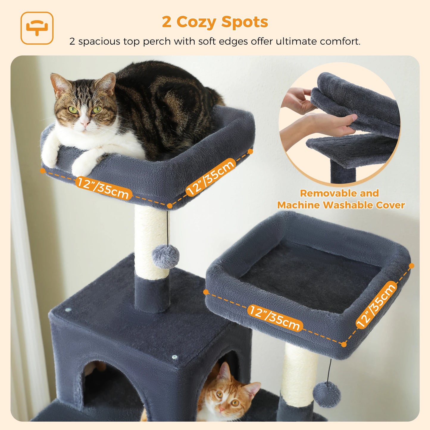 Large Cat Tree and Tower for Indoor Cats With Sisal-Covered Scratching Posts Spacious Hammock Padded Perches and Condos Cat Toys