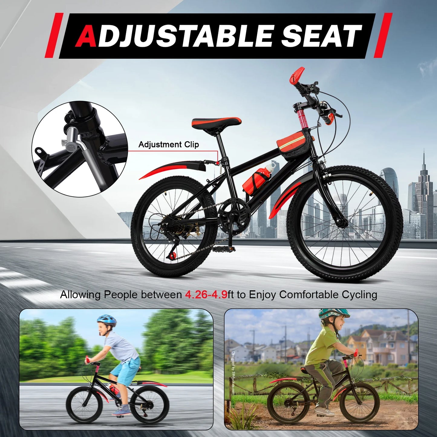 Fork Kids Mountain Bike 7 Speed With Mudguards And Kettle Holder