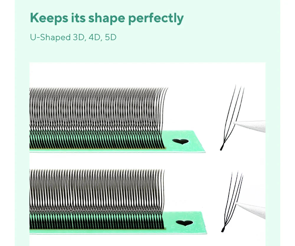 DIYDAY U-shaped 3D 4D 5D Eyelash Extension New Style U Shape W Bloom Lashes Premade Fans Lightweight Fluffy Mink Faux Eyelashes