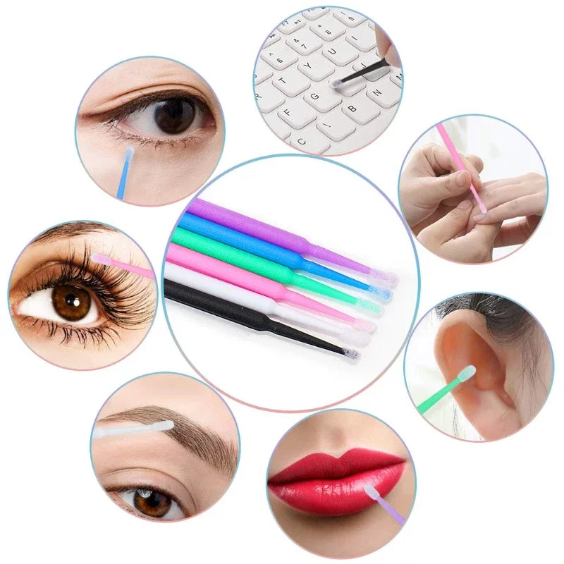 CNKESS 200Pcs Disposable Brush Set For Eyelashes And Eyebrows
