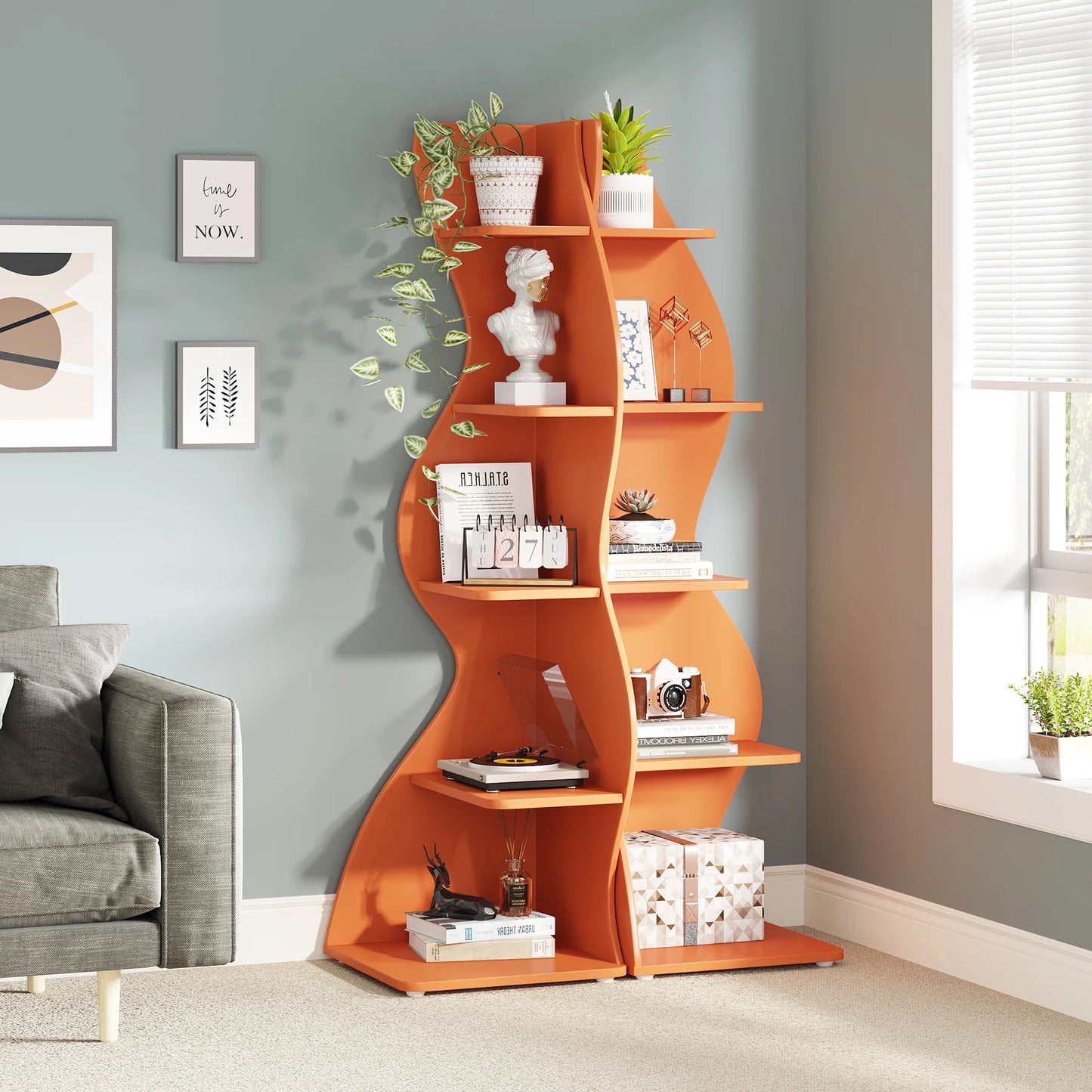 Tribesigns Corner Shelf 5-Tier Wall Bookcase Storage Rack