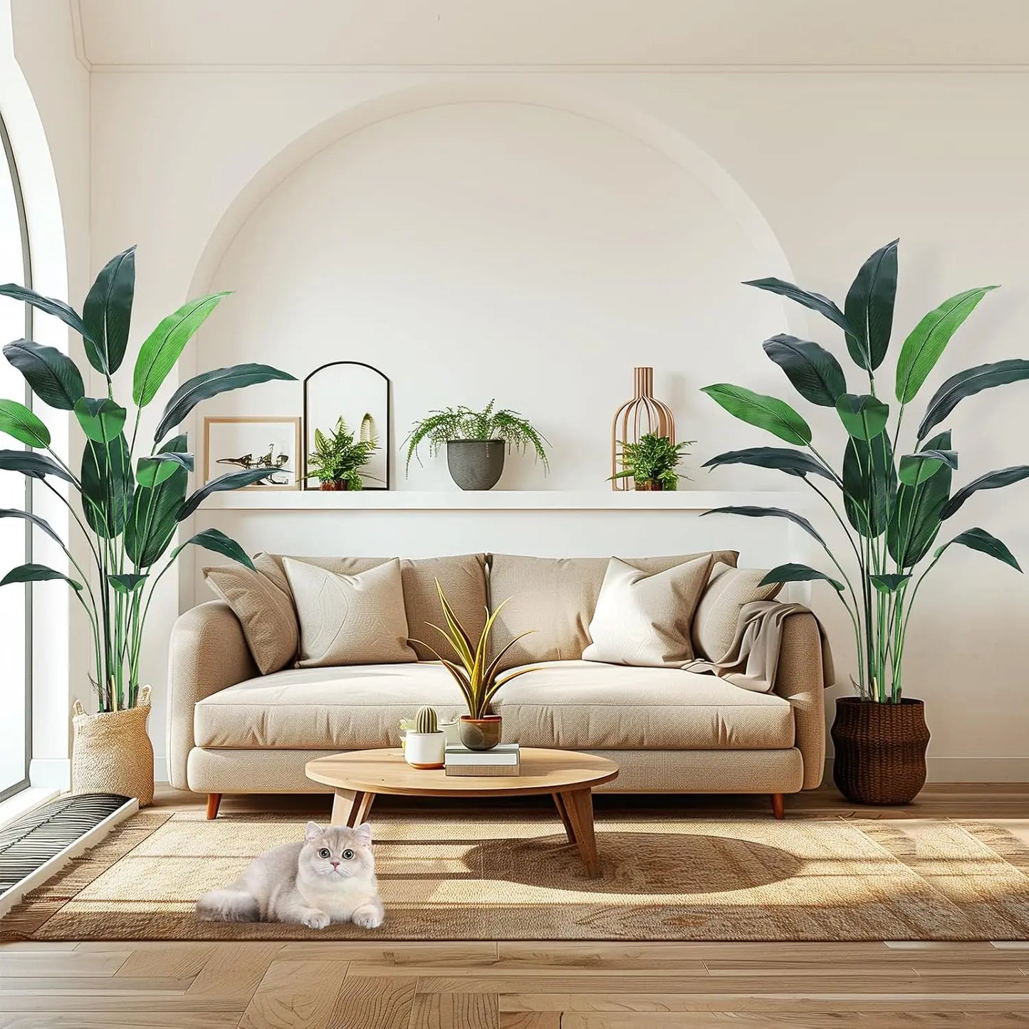 Artificial Bird of Paradise Plant 6FT(72in)/7FT(84IN) Fake Palm Tree for Indoor Outdoor Modern Decor Faux Plants for Home Office