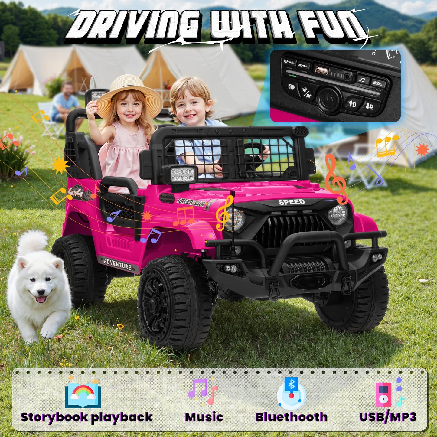 Features 24V 4WD Kids Electric UTV With Remote Control