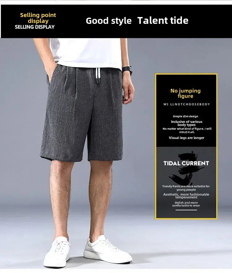 Mens Ice Silk Casual Shorts Loose Fit Summer Style Everyday