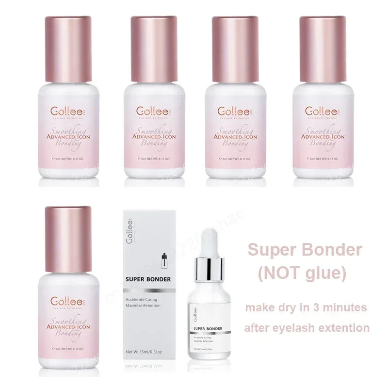 Gollee Pink Adhesive Eyelash Extension Glue 5ml Lashes Adhesive for Volume Lashes Individual Lashes Wholesale Price Own Logo